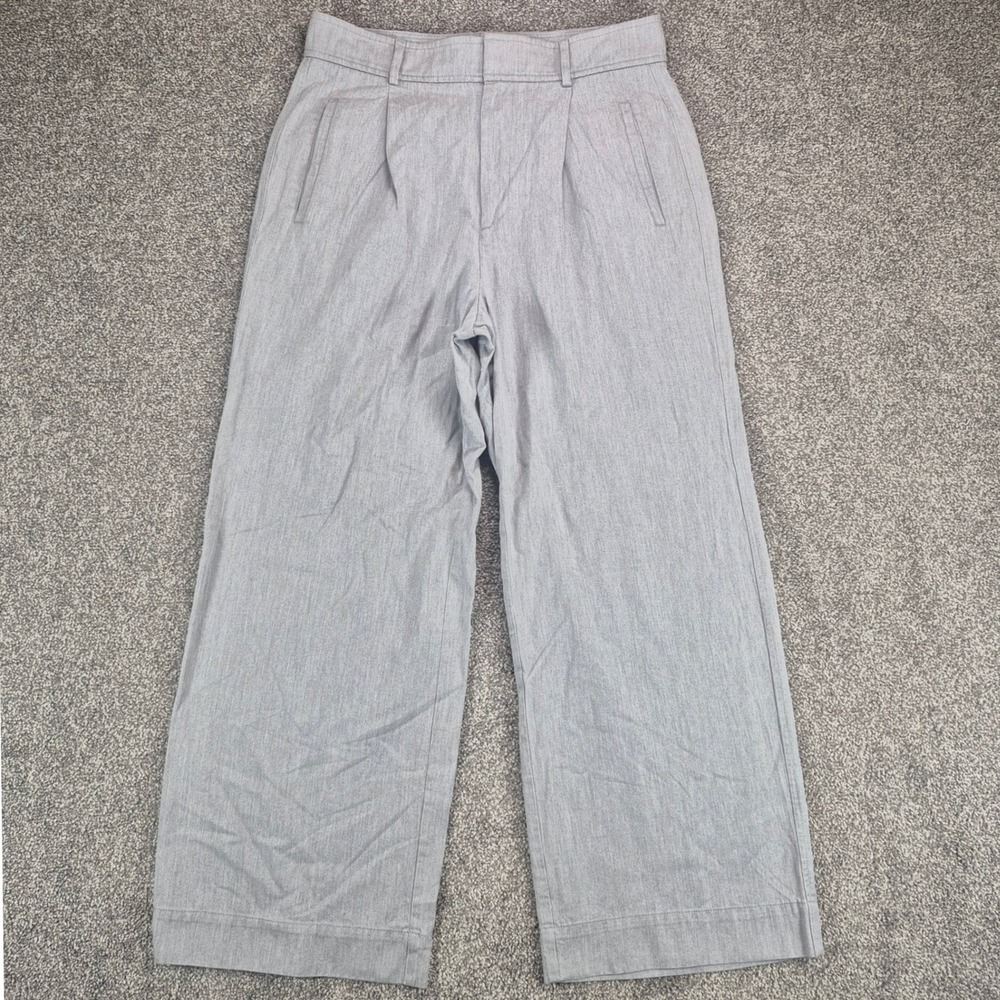 Everlane Draper Pleated Pant Womens 10 Short Gray Wide Leg Tencel Organic Cotton